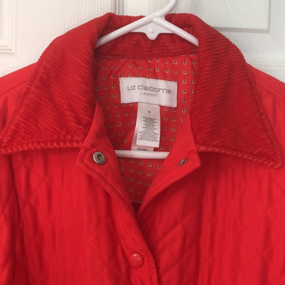 Vintage red quilted jacket with corduroy collar - Picture 3 of 5